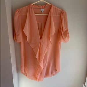 Aritzia Soft Silk Coral Blouse